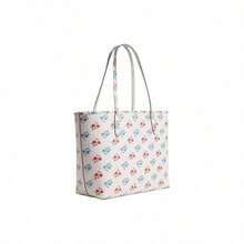 Coach Borsa shopping COACH City 33 con stampa floreale, elegante motivo a grana di pelle, grande, da donna, colore bianco e multicolore CT832