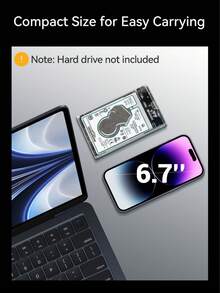 UnionSine 透明 2.5 英寸 SATA III HDD/SSD 外壳 - USB 3.0 外置硬盘盒，即插即用，旧硬盘复兴，免工具安装，便携，适用于笔记本电脑/台式机 - 白色 - 查看 10