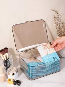 1 szt. Przezroczyste akrylowe pudełko do przechowywania akcesoriów do włosów z klapką, przezroczyste, pyłoszczelne, na spinki do włosów, opaski na głowę, gumki do włosów, spinki do włosów i drobne akcesoria, idealne do toaletki, komody, łazienki i na prezent