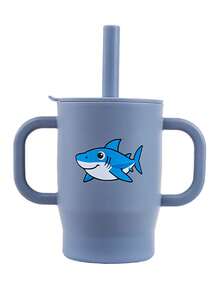 160ml/5.41OZ,100% Silicone Baby Training Cup With Creative Prints Training Cup With Handle And Straw, Anti-Leak Soft Siliconeipple, Easy To Clean Children's Water Cup, Suitable For Babies Over 6 Months)