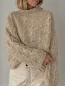 Autumn And Winter Solid Color Twisted Elegant Long Sleeved Women's Loose Sweater