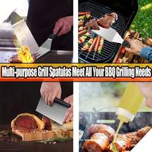 Kit de Accesorios para Plancha de 18 Piezas - Juego de Herramientas para Barbacoa de Acero Inoxidable con Espátulas, Raspador y Cubierta para Hornear para Blackstone y Chef de Camping al Aire Libre - Plateado - Ver 6