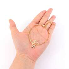1pc New Fashion Initial Infinity Symbol Golden Stainless Steel Bead Chain Bracelets For Women - Gold Micro-inlay - View 3