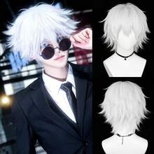 White Men Short Synthetic Straight Fluffy Wig Anime Game Cosplay Wig Heat Resistant For Daily Party - White - View 13