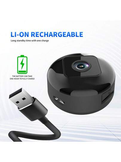 1pc Intelligent Mini Wireless Indoor Security Camera, 1080P HD, Support 2.4G Wi Fi Connection, Night Vision, Voice Intercom, Portable Application Control, USB Power Supply, Rechargeable Lithium Battery, Convenient Installation, Home Monitoring. view 10