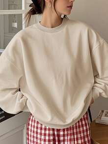 Damen Oversize Rundhalsausschnitt Langarm Sweatshirt für Herbst und Winter