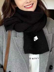 1 Peça Lenço Grosso e Quente de Tricô Liso para Mulheres, Decoração de Aquecedor de Pescoço, Adequado como Acessório de Inverno para Mulheres