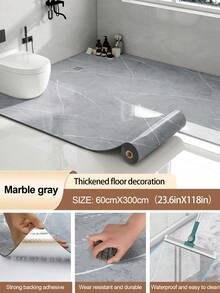 1 Roll 1.3mm Glossy Marble Pattern Self-Adhesive Vinyl Plank Flooring, 15.7x118.1 Inches, Vinyl Plank Flooring, Linoleum Vinyl Sheet Floor Covering, Waterproof & Wear-Resistant, DIY Installation For Room, Office, Kitchen (Marble Pattern, Black) - Multicolor - View 18
