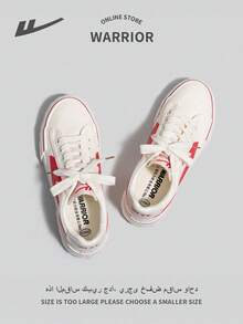 WARRIOR 1 双复古系带帆布运动鞋，百搭设计，软底低帮舒适休闲户外运动鞋，适合女士 - 米紅 - 查看 3