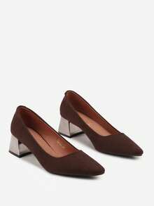 Soft Suede Pointed Toe Heels - Women's Work/Office Shoes - Brown - View 5