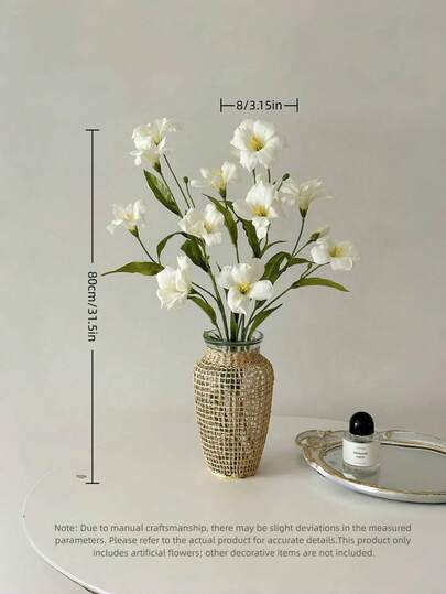 1pc/3pcs 31.5'' White Artificial Tung Oil Flower Long-Stem Floral Arrangement - Including Trumpet Flower, Morning Glory & Artificial Orchid Elements | Suitable For Home, Office, Wedding Table Centerpieces, Party Decorations, Yard & Garden Landscaping, And Summer Themed Decor