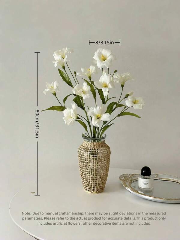 1pc/3pcs 31.5'' White Artificial Tung Oil Flower Long-Stem Floral Arrangement - Including Trumpet Flower, Morning Glory & Artificial Orchid Elements | Suitable For Home, Office, Wedding Table Centerpieces, Party Decorations, Yard & Garden Landscaping, And Summer Themed Decor