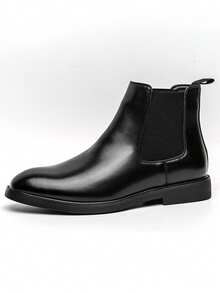 Men's Chelsea Boots Leather Lightweight Casual Chukka Ankle Boots Classic Elastic Dress Boots For Men - 黑色 - 查看 11