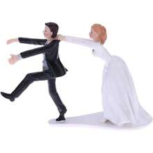 DBrideandGroom Figurines Romantic Bride And Groom Wedding Cake Topper Funny Resin Run Groom Bridal Show Stand Cake Topper Wedding Valentines Day Engagement Anniversary Decoration10