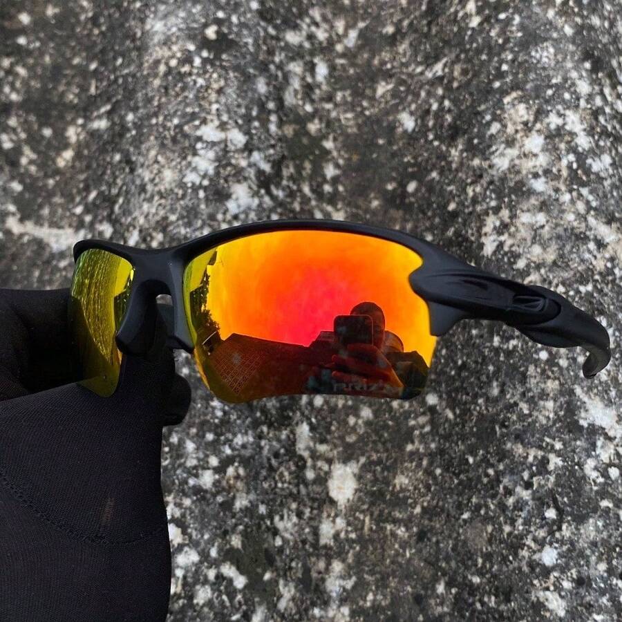 UV400 Sunglasses With Polarized Lens - 黑色與紅色黑白 - 查看 1