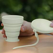 1PCS   Folding Water Cup With Lanyard, Portable Foldable Camping Cup, Portable Foldable Drinking Cup With Lid, Telescopic Cup Suitable For Outdoor Travel And Hiking - Random Color - View 4