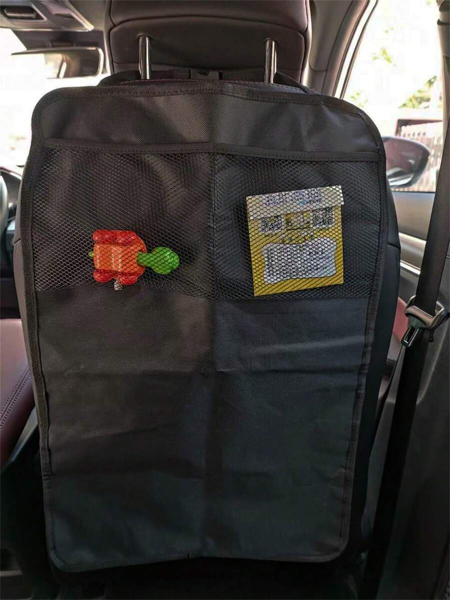 1pc Car Seat Back Kick Mat Anti-Dirt Storage Hanging Bag - A - View 1