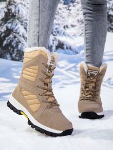 Women's Outdoor Casual Sports Boots, Lace-Up High-Top Boots, Warm Snow Boots, Mid-Calf Winter Shoes