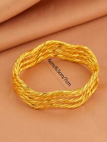 4 piezas de brazaletes de bangle vintage chapados en oro de 24K, aptos para vacaciones, regalos, fiestas y uso diario