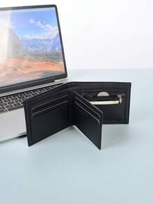 Billetera de hombre, estampado de moda, diseño de flor de ciruelo y geométrico, múltiples ranuras para tarjetas, billetera corta de piel sintética suave PU con monedero con cremallera, regalo de Halloween