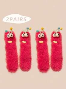 1/2/3 双女士趣味袜子、节日袜子、卡通袜子、毛绒袜子、节日袜子、中筒袜、大眼袜子、可爱袜子、保暖袜子 - 彩色 - 查看 50