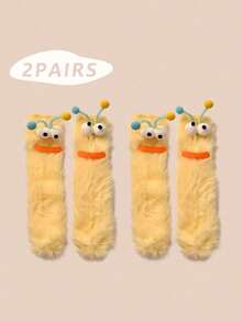1/2/3 双女士趣味袜子、节日袜子、卡通袜子、毛绒袜子、节日袜子、中筒袜、大眼袜子、可爱袜子、保暖袜子 - 彩色 - 查看 28