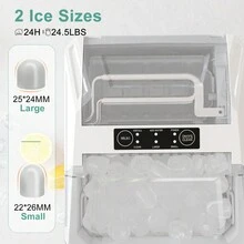 OLIXIS Countertop Ice Maker, 9 Ice Cubes In 6 Minutes, 26 Lbs Daily Capacity, Self-Cleaning Ice Machine With Basket And Scoop, Two Bullet Ice Sizes, Black - 白色 - 查看 3