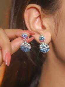 華麗水晶耳釘女款1對