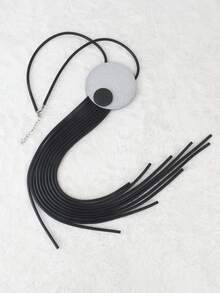 MARLIWOO Exaggerated Tassel Pendant Necklace - Black - View 13