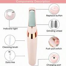 1PC Electric Foot File, USB Rechargeable With 2-Speed Shift Wheel And LED Light, Professional Hard Beige Exfoliating Tool For Dry And Cracked Heels And Dead Skin