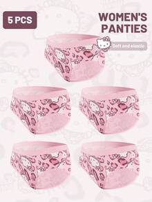 Sanrio 5pcs/Pack Women's Cute Hello Kitty Printed Comfortable Cotton Panties