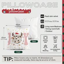 4 Stücke Cartoon Weihnachten Schachbrettmuster bedruckter Kissenbezug Set