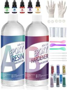 Transparent Epoxy Resin Kit, Anti-Yellowing, Fast Curing, Suitable For Casting, Coating, Art DIY, Crafts, Jewelry, Wooden Tables, Etc.