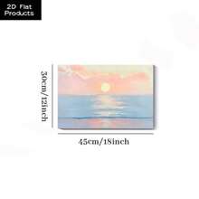 Posters & Prints, 1 Pc Framed 2D Flat Canvas Poster, Sunset Seascape, Soft Colors, Impressionist Style Wall Art, Ideal Gift For Bedroom Living Room Corridor, Wall Art, Wall Decor, Room Decoration, 2D Flat - 藍色 - 查看 7