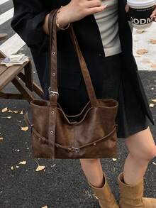 Bolsa tote de alta capacidade para deslocamento diário, nova bolsa de ombro de luxo para trabalho, outono/inverno