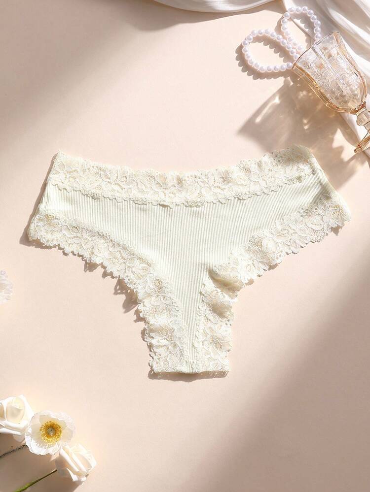 5pcs/Pack Women's Sexy Lace Patchwork Seamless Low-Rise Thong Panties, Soft, Comfortable, Breathable, Suitable For Yoga, Sports And Daily Wear - Multicolor - View 6