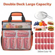 Bandeja Almuerzo 20L Prueba Fugas y Aislada - Doble Nivel Expandible con 6 Bolsillos, Tote Reutilizable para Adultos Trabajo, Acampada, Pesca y Picnics - Negro - Ver 7