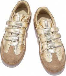 Sneakers For Women Lightweight Tennis Shoes Fashion Vegan Leather Hook & Loop Sneakers Non-Slip Walking ShoesChristmas - 金色 - 查看 5