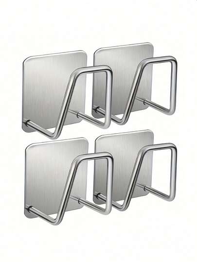 1/2/4 Unique Stainless Steel Sponge Rack - Easy To Stick, Strong Adhesive Self-Drying Rack, Kitchen Sink Drainage Drying Rack, Cleaning Sponge Rack Hook, Kitchen And Bathroom Sponge Storage Rack - Durable, Rust-Proof, Christmas