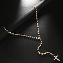 Luxury Fully Rhinestone Zirconia Cross Pendant Necklace, Suitable For Party, Wedding, Sparkling Necklace Accessory