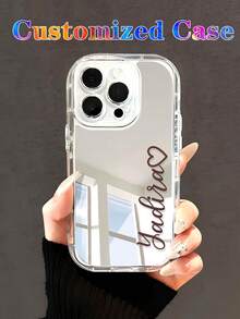 1个定制心形多色个性化文字短语姓名设计全包防摔手机壳保护套，TUP透明防摔软壳，适用于S20、S21、S22、S23、S24、A12、A14、A15、A21、A22、A31，兼容 11/13/14/15/16 Pro Max，可爱手机壳 - 彩色 - 查看 6