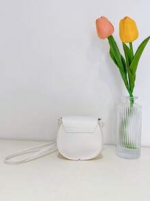 1pc Solid Color PU Leather Mini Crossbody Bag For Girls, Shoulder Purse, Coin Pouch, Wallet - A - View 6