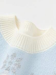 Balabala Girls Faux Mink Knit Sweater, Elsa IP, Winter Warm Pullover, Stylish Casual - Blue and White - View 7