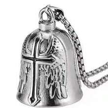 1 件朋克复古男士摩托车铃铛、、羽毛翅膀天使吊坠项链