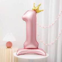 1 件 42 英寸粉色立式底座皇冠数字 0-9 周年生日派对庆祝婚礼装饰 - 粉色 - 查看 8
