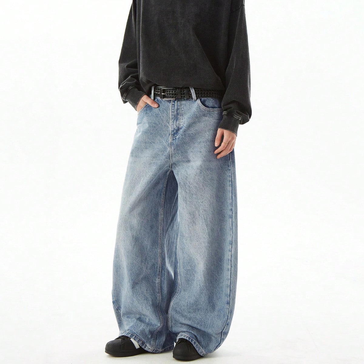 Pieza Jeans rectos de ajuste holgado y casual, estilo universitario versátil unisex (sin accesorios - guĂa de tallas incluida)
