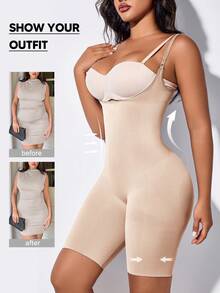 女士无缝连体衣，露胸设计，收腹提臀，透气贴身穿着