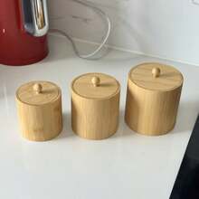 Salt Box Bamboo Salt Container With Handle To Easily Open And Seal Salt Cellar For Storing Salt Pepper Sugar Herbs Small Spice Box - Bamboo Wood Color - View 3