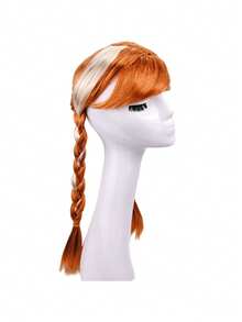 1 pieza Peluca de trenzas dobles de niña morena, adecuada para Navidad, carnaval, fiesta, actuación en el escenario, cosplay - Marrón - Ver 2