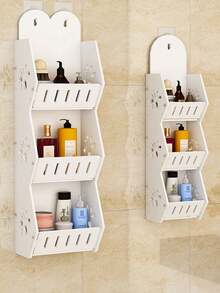 1 pieza Estantería de pared para el baño sin taladro para gel de ducha y cosméticos, organizador de almacenamiento de 2 niveles con ganchos, decoración del hogar y del baño, decoración de otoño, vuelta al cole, estantería de ducha sin taladro, organizador de baño, soporte de champú sin taladro para ducha, estantería de baño sin taladro con 4 ganchos extraíbles, estantería de ducha, decoración del hogar para el baño, entrega de estilo aleatorio para el verano